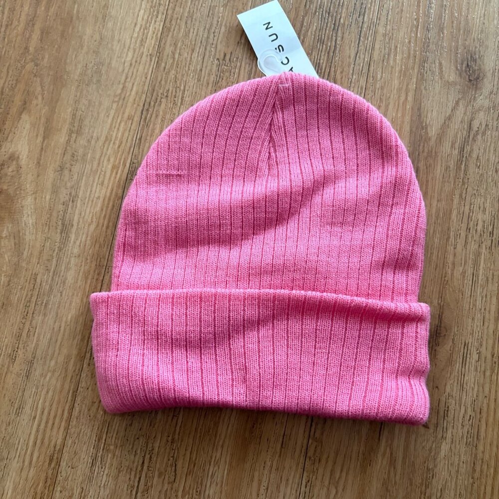 PACSUN Cable Knit Ribbed Beanie Hat Pink Unisex NWT One Size - Picture 2 of 6